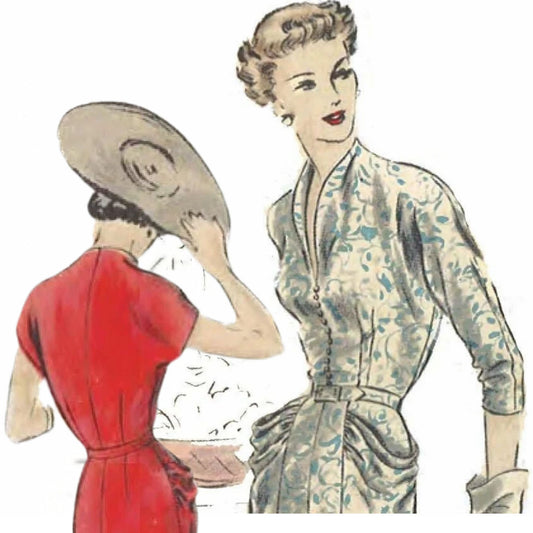 Women wearing 1940s dress made from Vogue 4963 sewing pattern