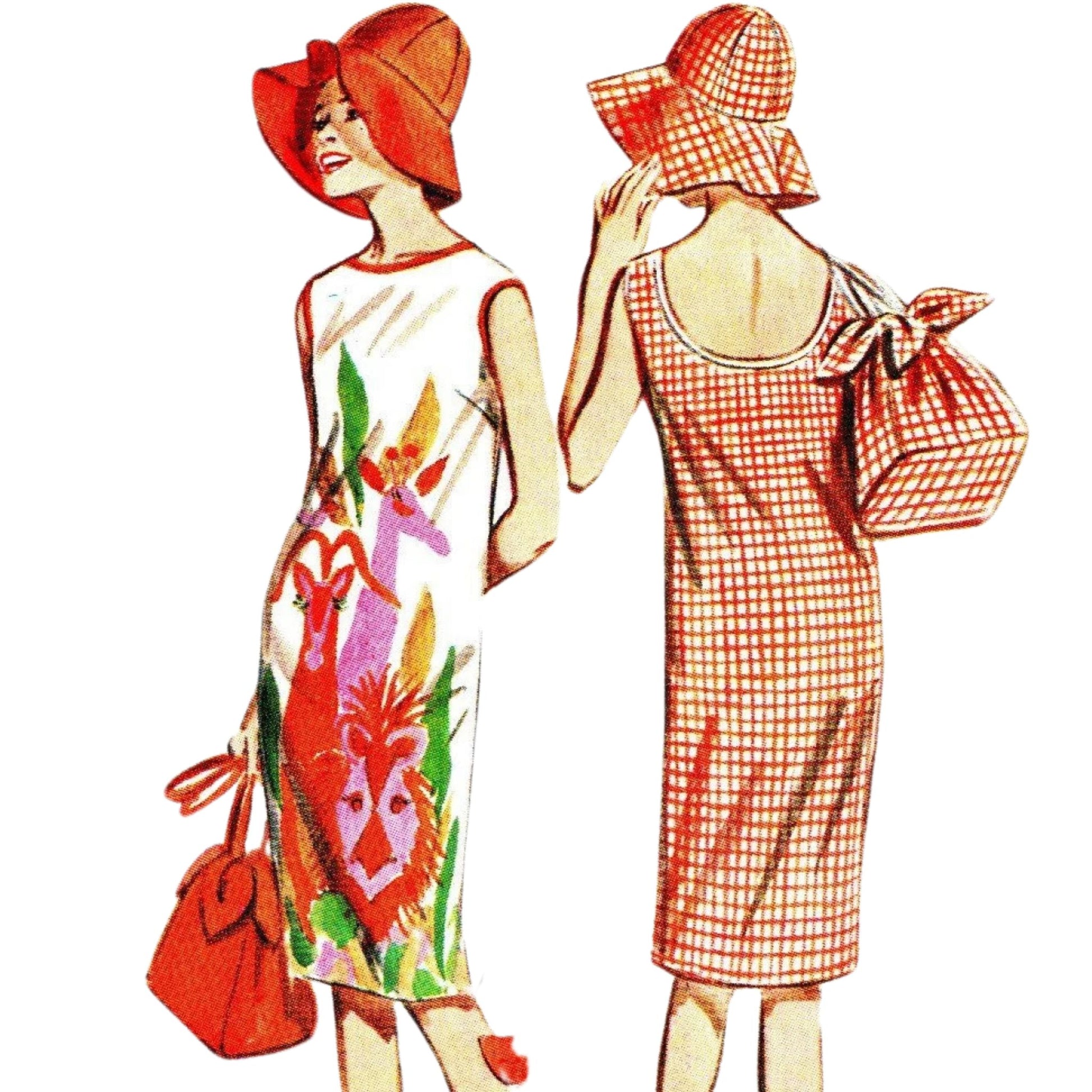 PDF-60s Pattern, Beach-dress, Hat & Bag-Bust: 34” (86.4cm)
