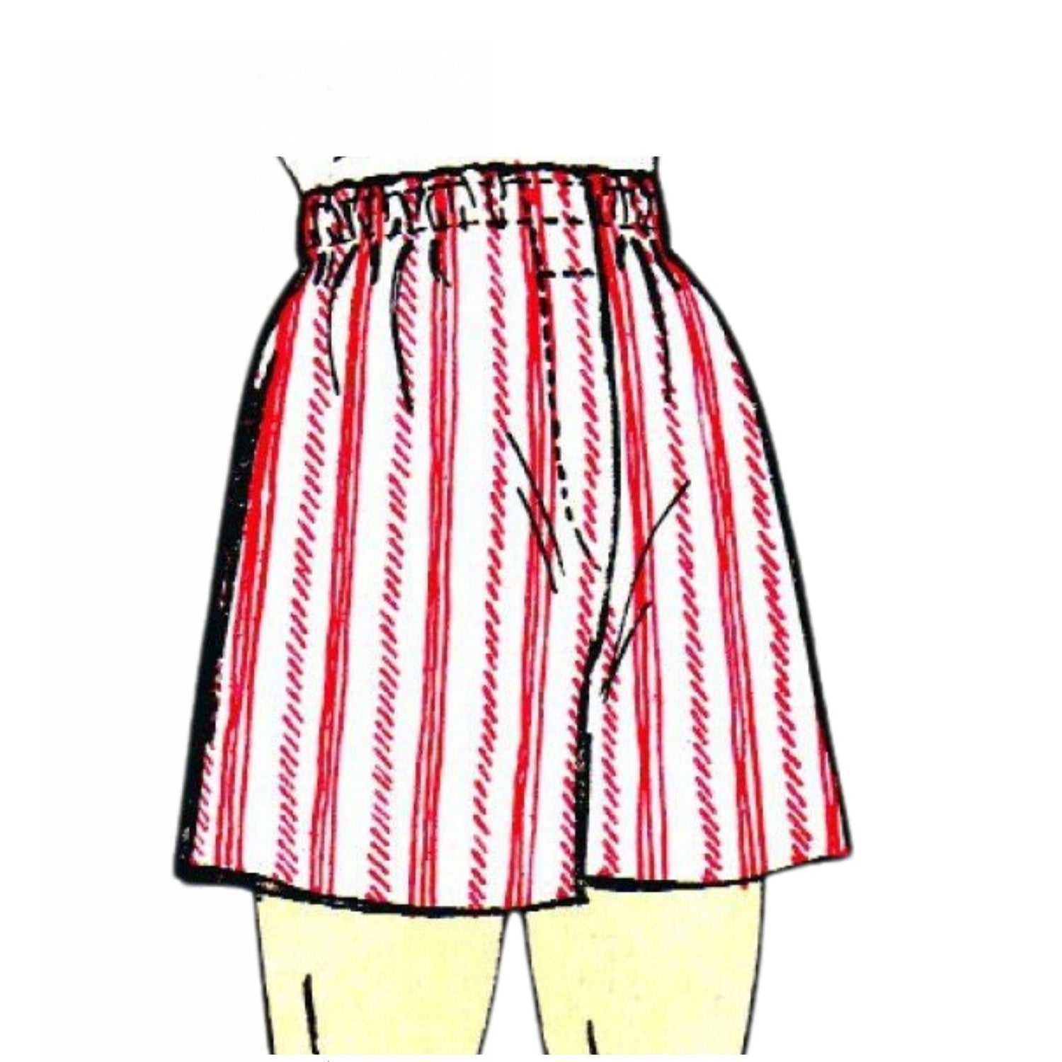 Model wearing stripey shorts made from New York 646 pattern