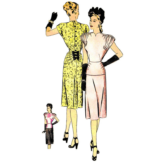 Model wearing one piece dress made from Hollywood Pattern 1751 pattern