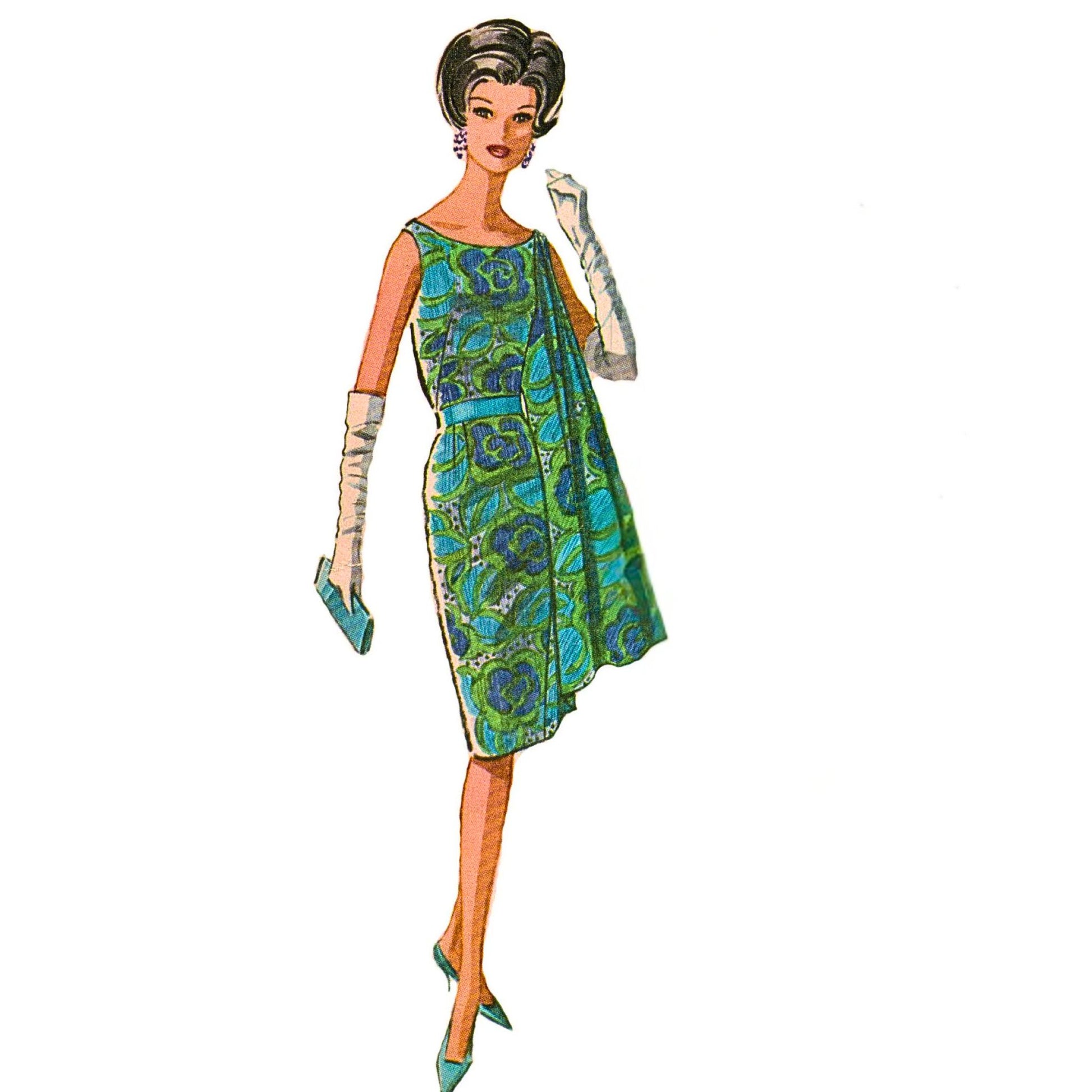 Model wearing dress made from McCall’s 6599 pattern