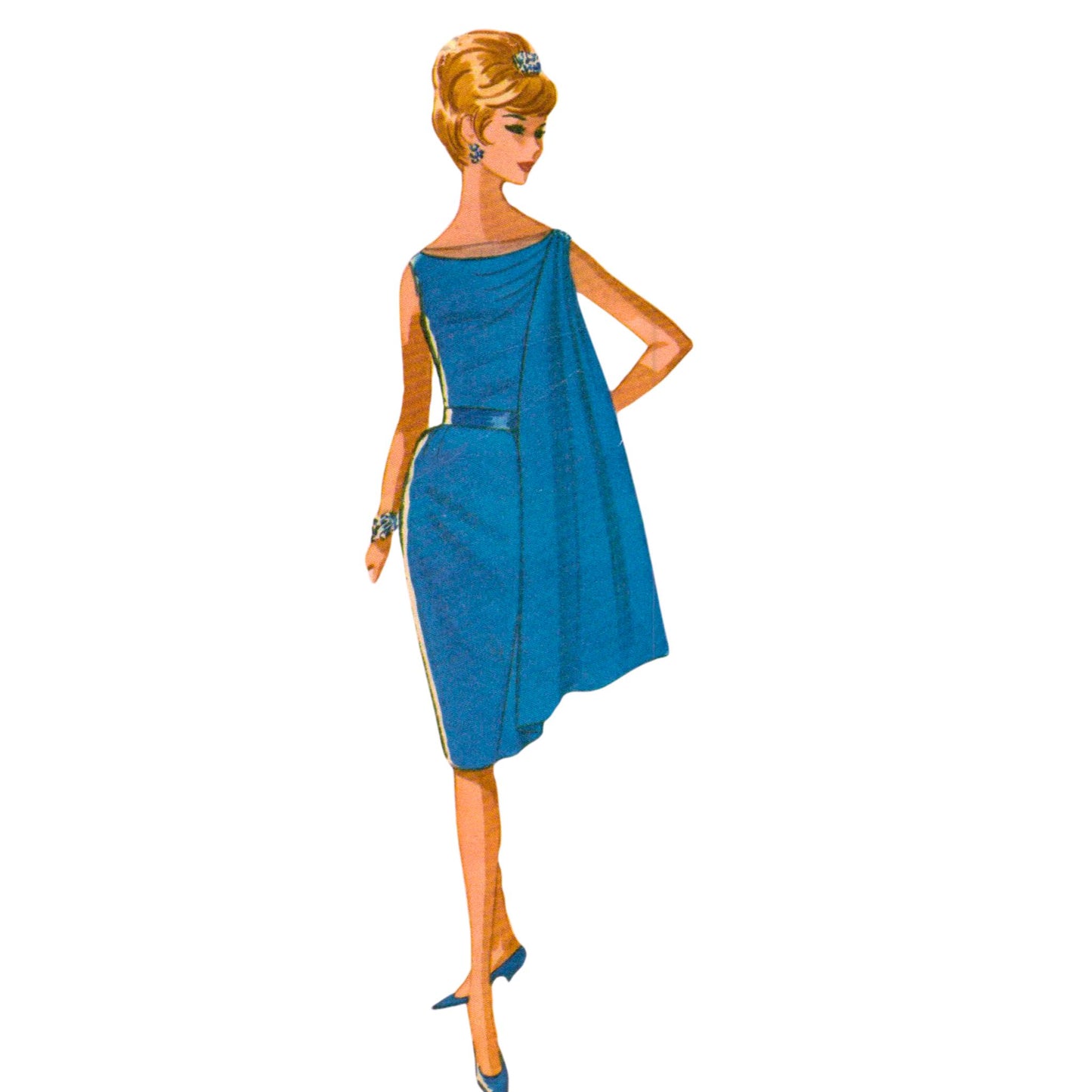 Model wearing dress made from McCall’s 6599 pattern