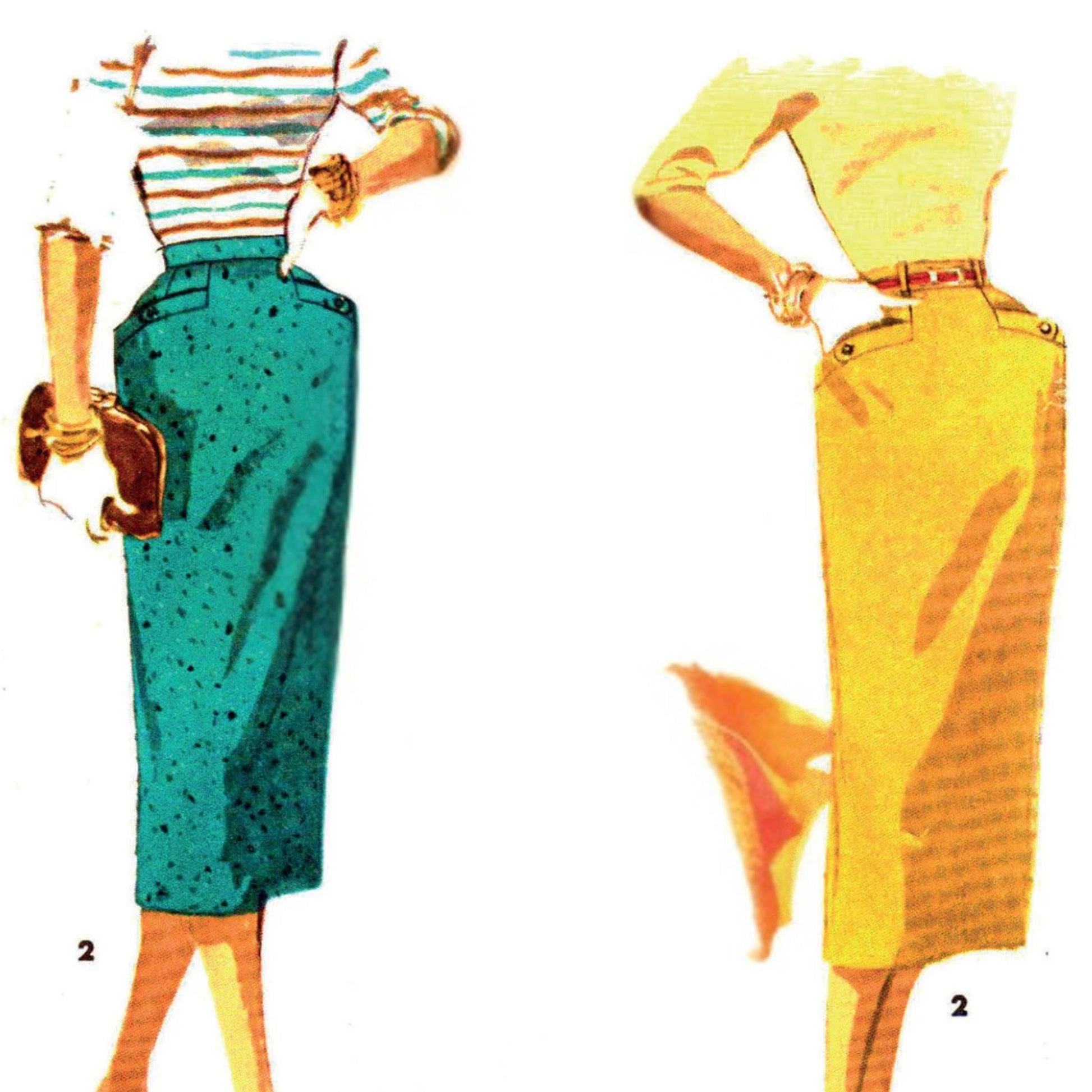 Model wearing skirt with detachable suspenders made from Simplicity 1423 pattern