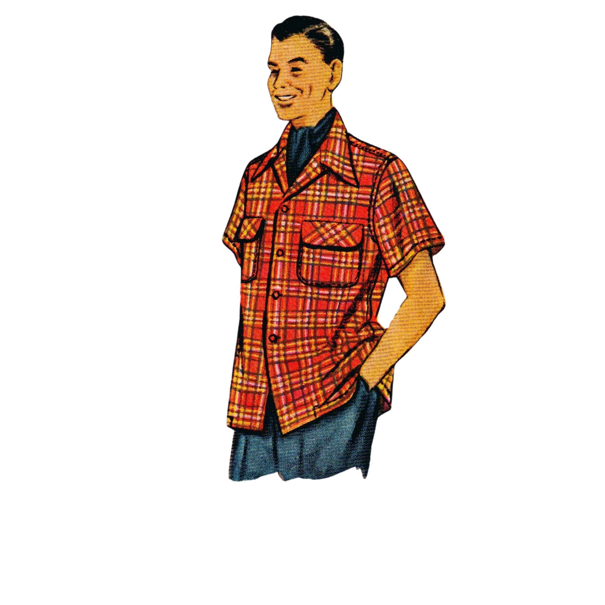 Model wearing shirt made from McCall’s 8335 pattern