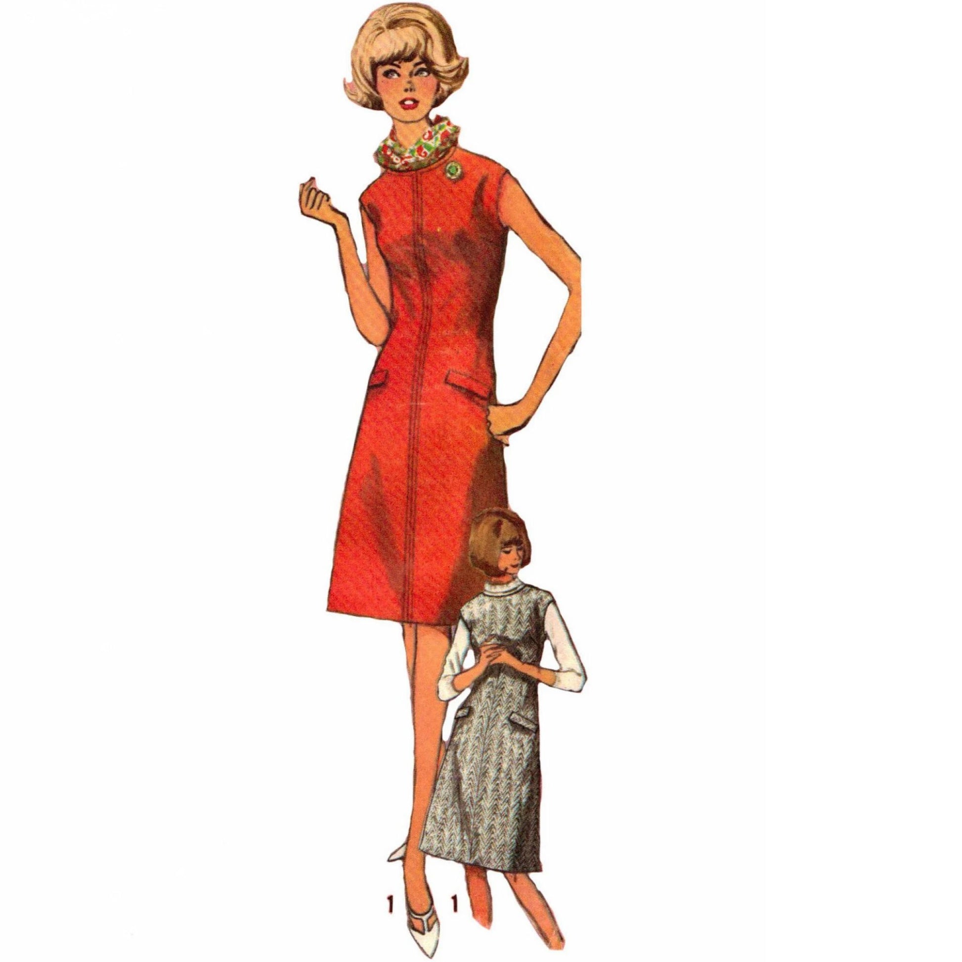 PDF-60s Sewing Pattern, Jiffy Dress or Jumper-Bust 36 (91cm)-Download Vintage Sewing Pattern Company PDF-60s Sewing Pattern, Jiffy Dress or Jumper-Bust 36 (91cm)-Download Vintage Sewing Pattern Company