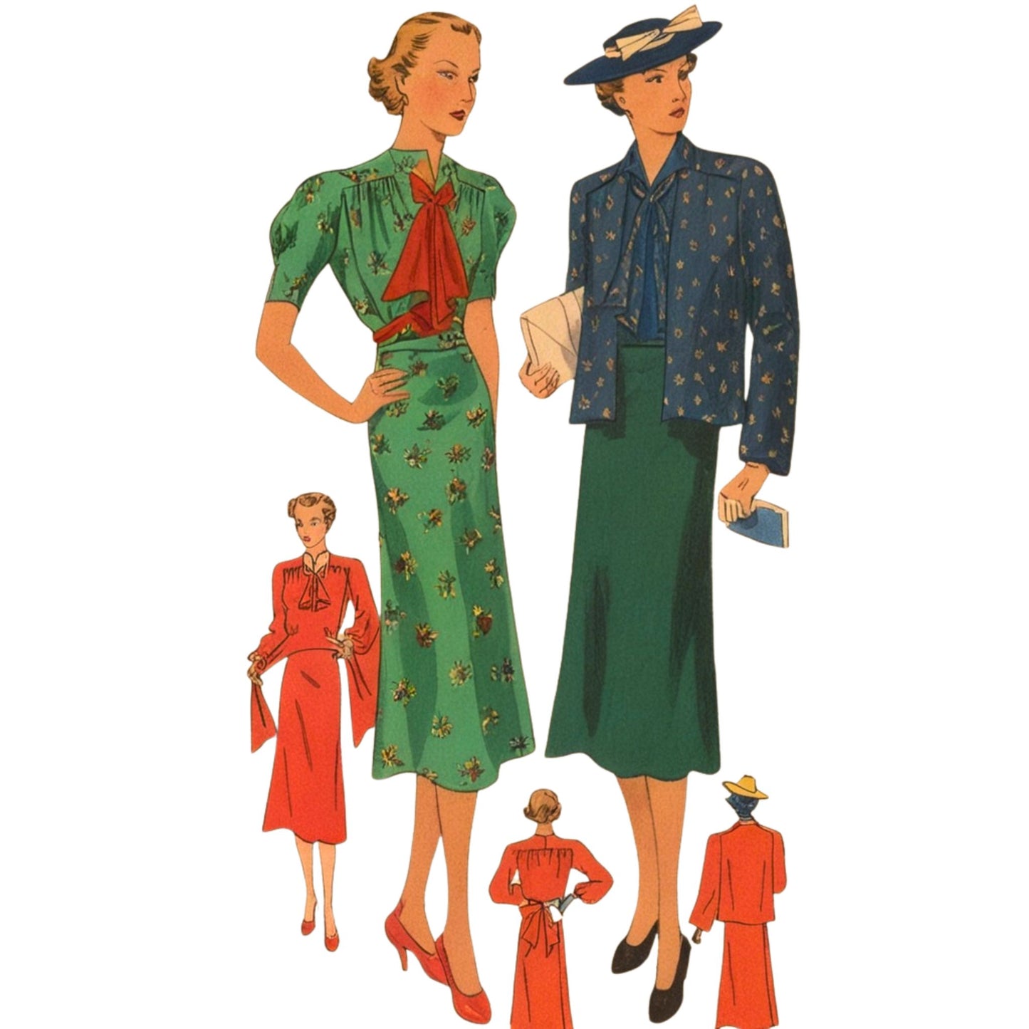 1930s Women Maternity Dress & Loose Jacket 