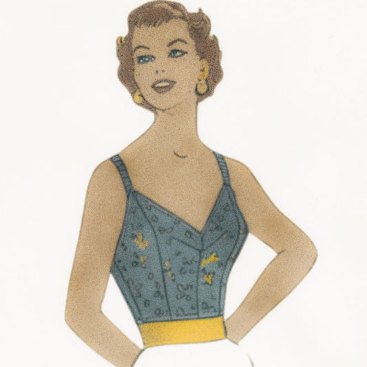 Woman in 1950s bra top.