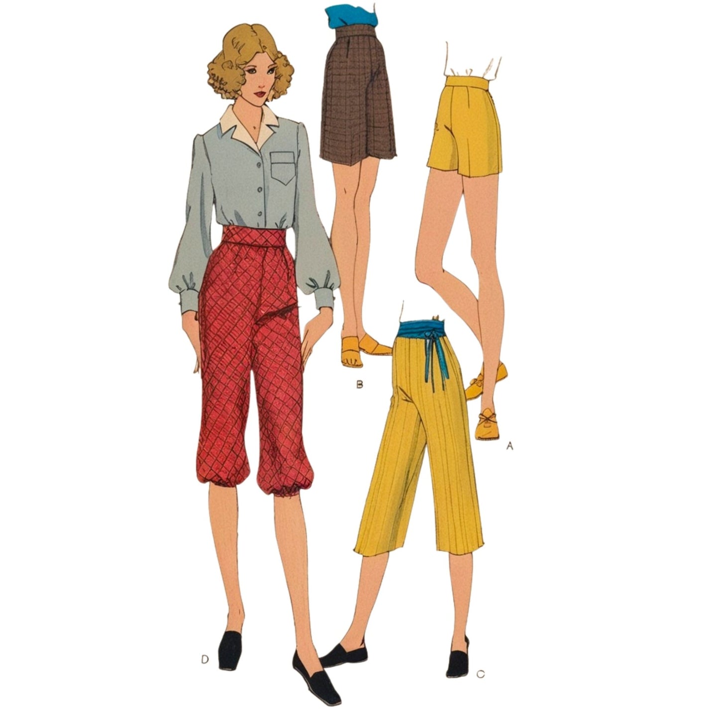 Woman modelling goucho pants  and shorts