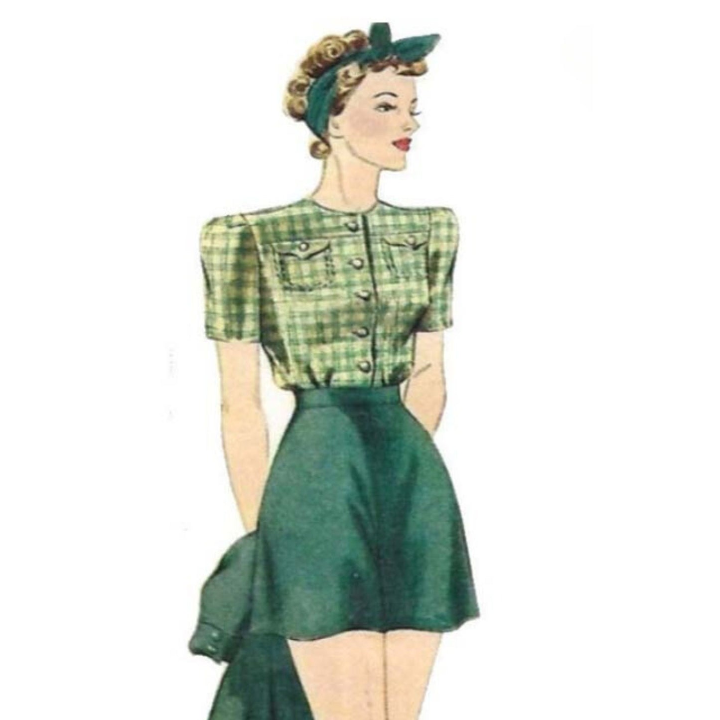 Modello anni '40, pantaloncini Betty retrò -'Facili da cucire' - Dimensioni 26" (66 cm) - 34" (86 cm)