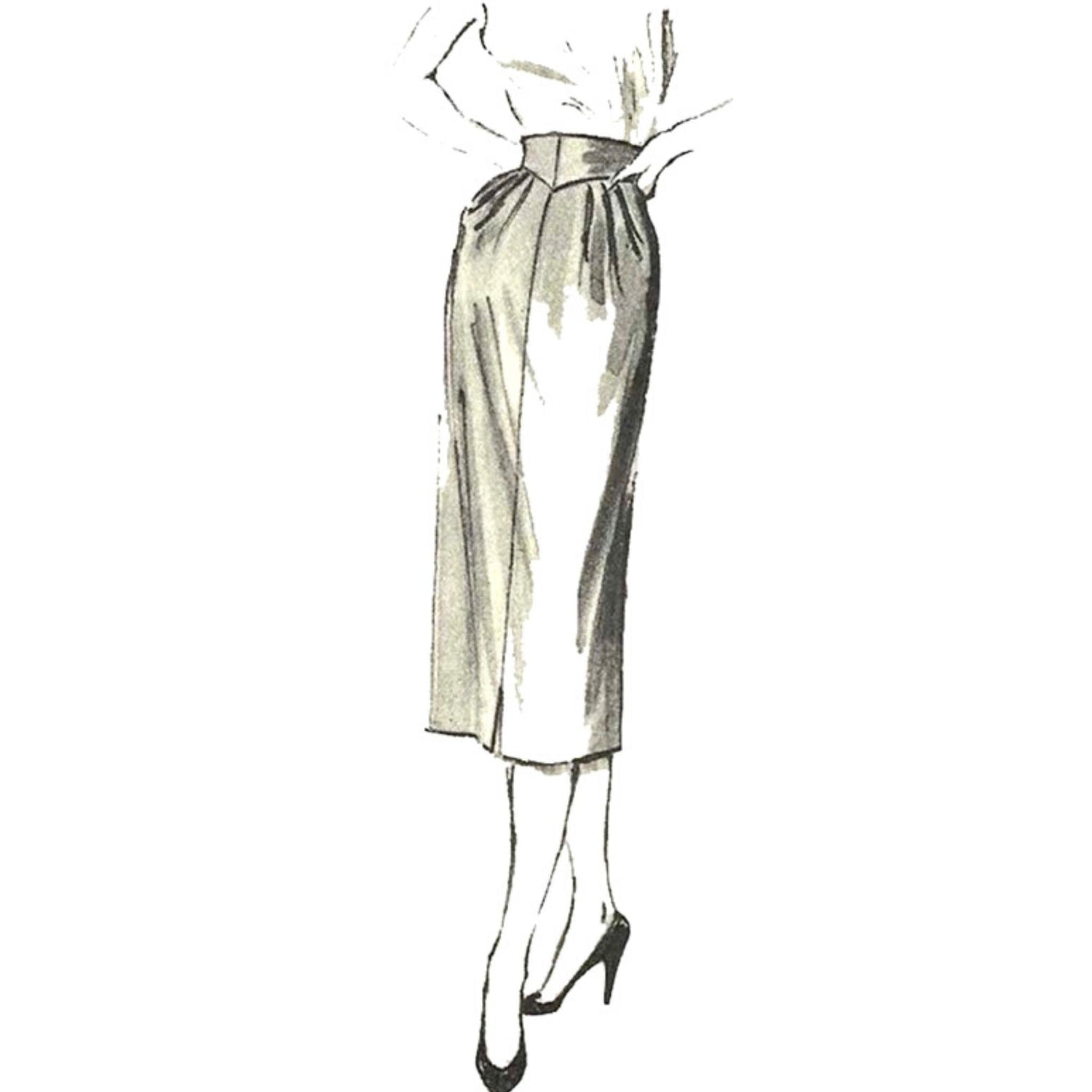 Lady wearing 1950s arrow skirt.