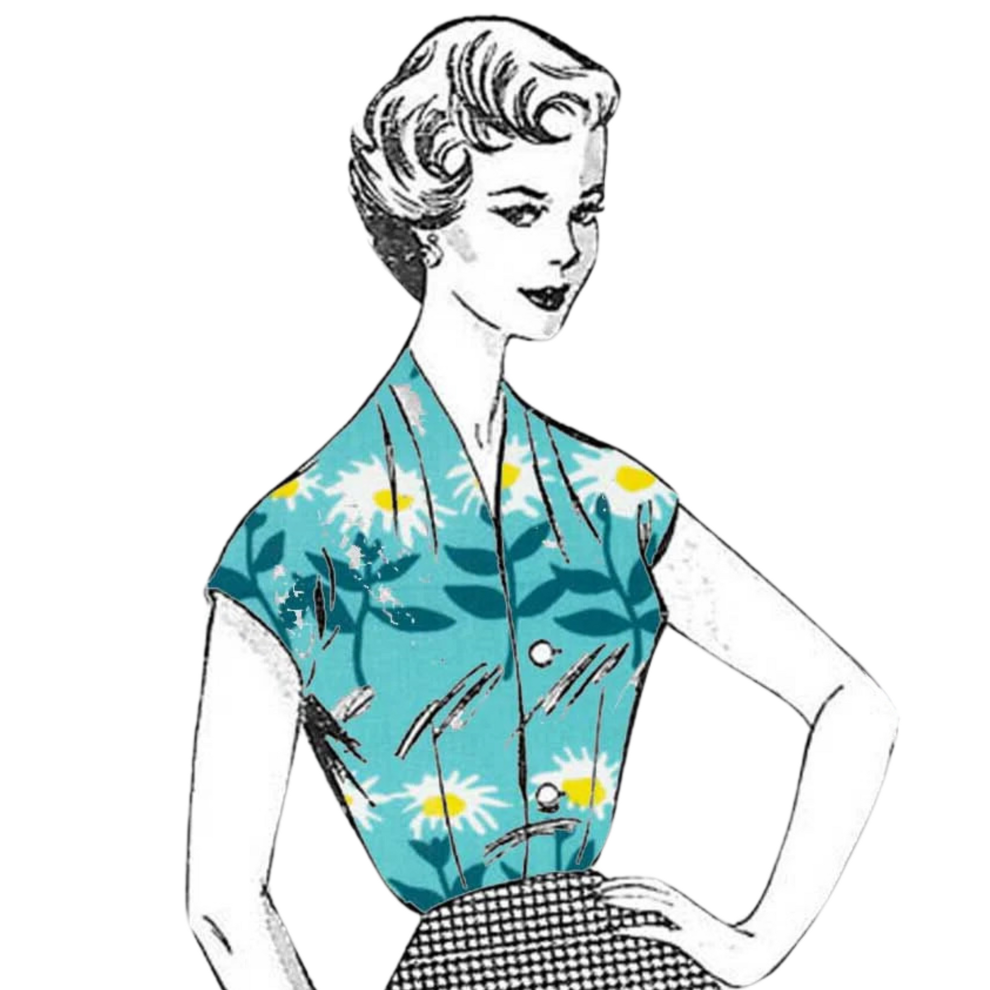 Vintage 1950's Pattern - Magyar or Kimono, Pleated Sleeve Blouse Bust 36" (91cm)