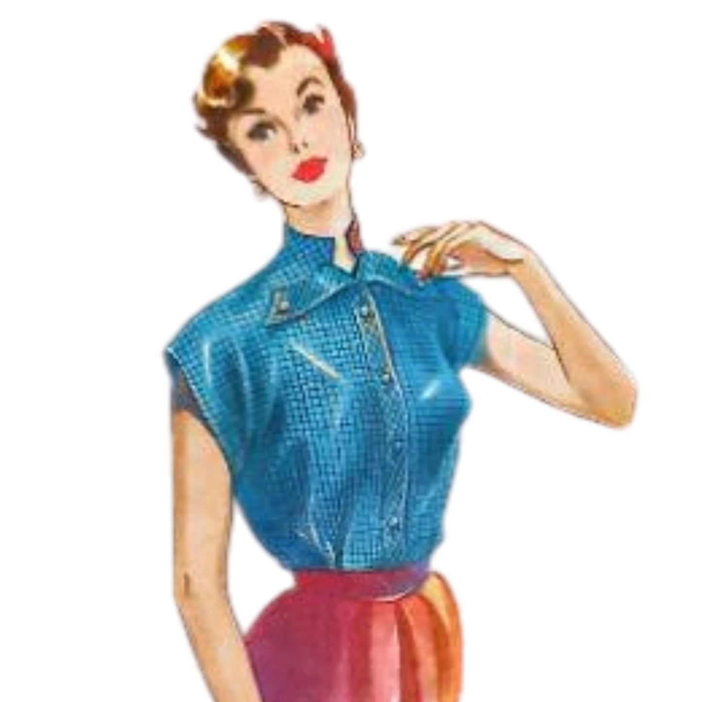 Woman wearing  a 1950s blouse