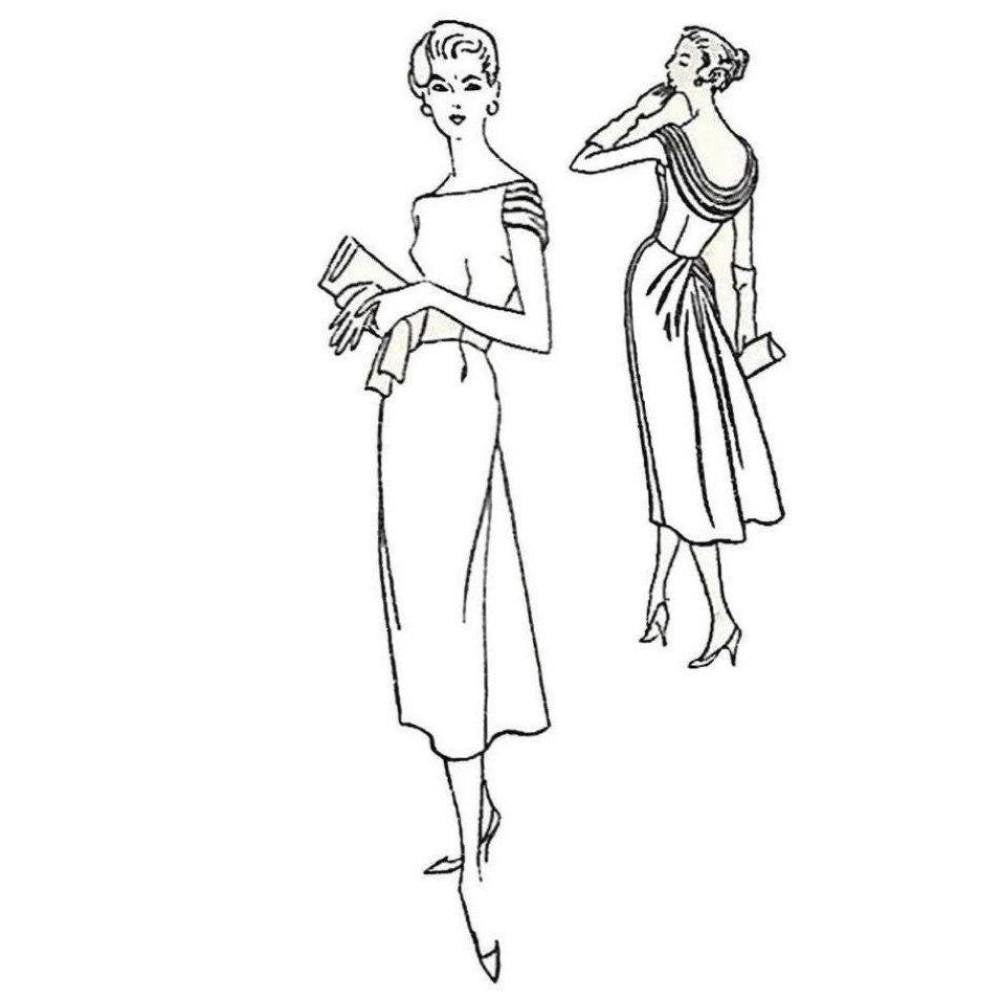 Line drawing of dresses