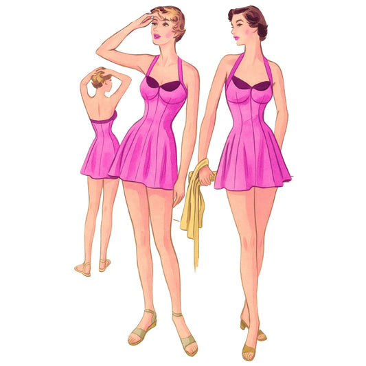 1950s Sewing Pattern, Halter Neck Bathing Suit- Bust: 36” (91.5cm)