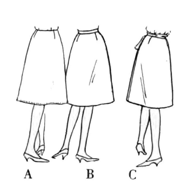Line drawing of skirts