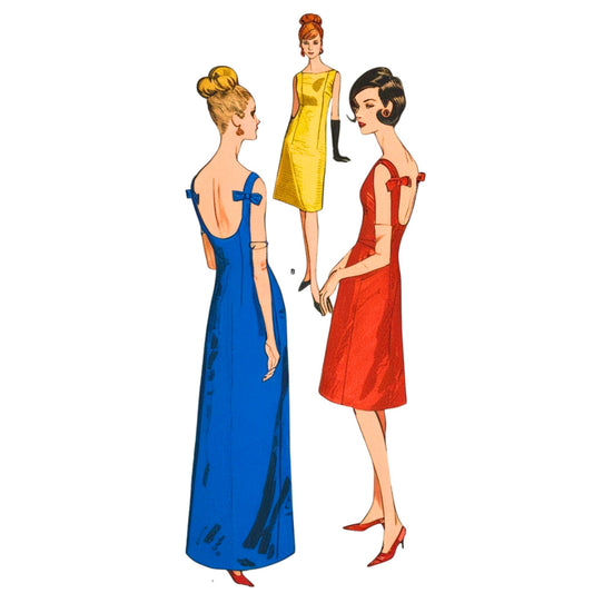 Illustration of three women in colorful dresses on a white background