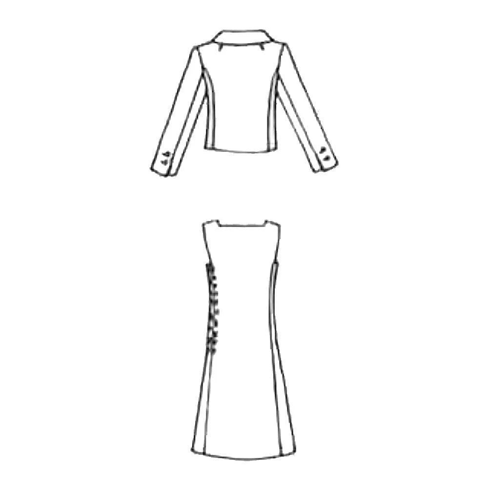Line drawing of a dress and coat