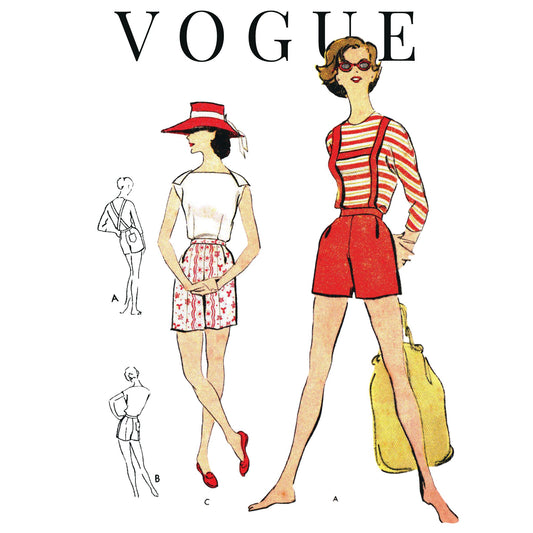 Symønster fra 1950'erne Vogue, seleshorts - Talje: 26” (66 cm)