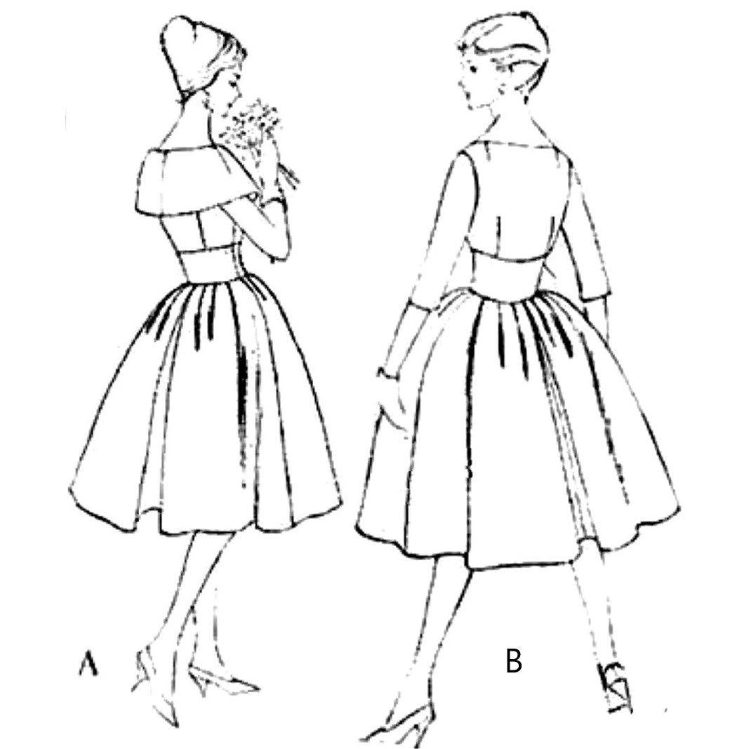 Line drawing of dresses