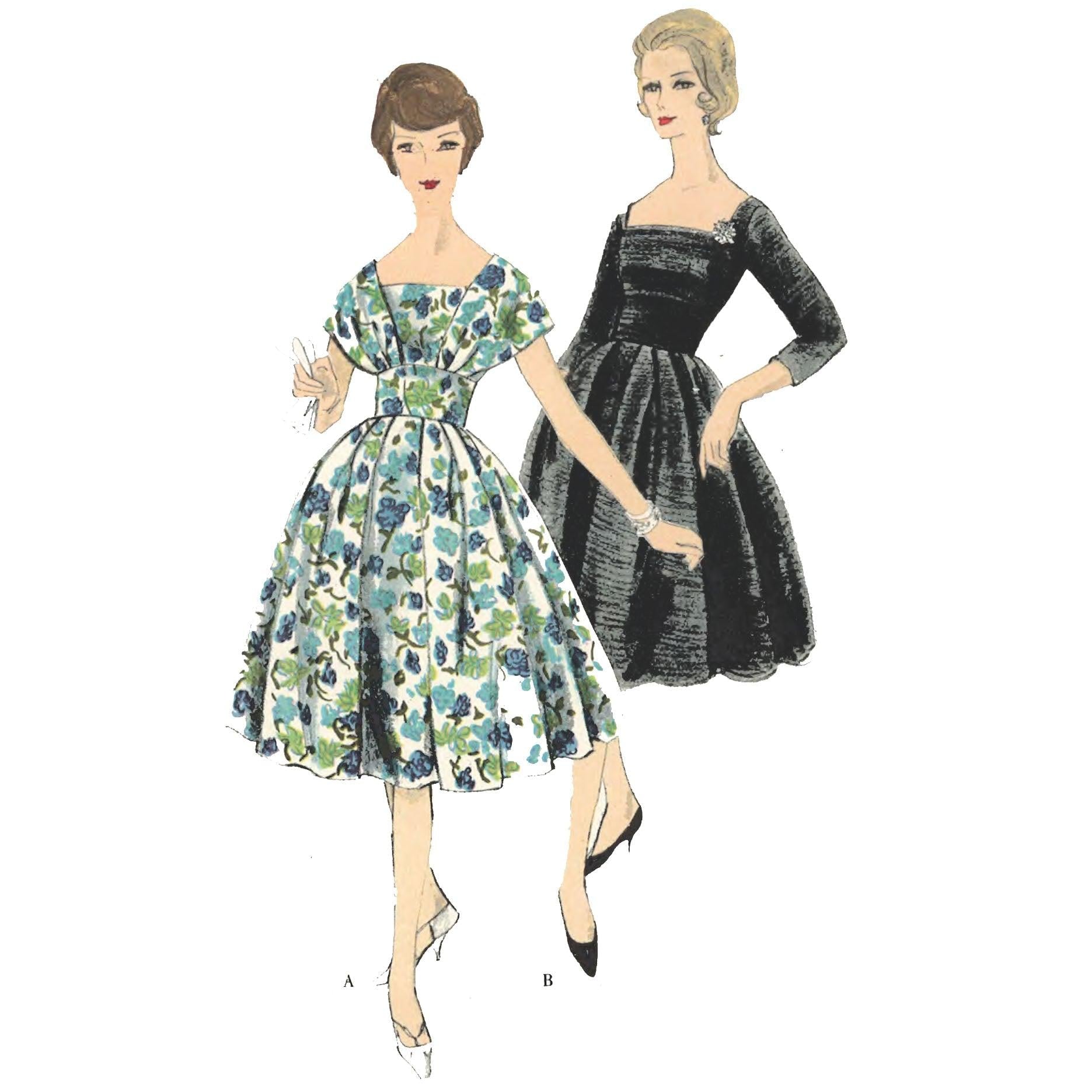 PDF - 1960's Vogue Sewing Pattern: Cocktail Dress - Bust 34” (86cm)