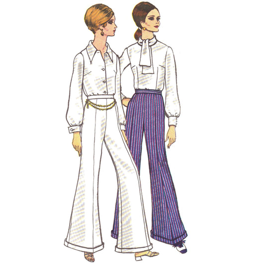 Model wearing pants made from Vogue 7449 pattern