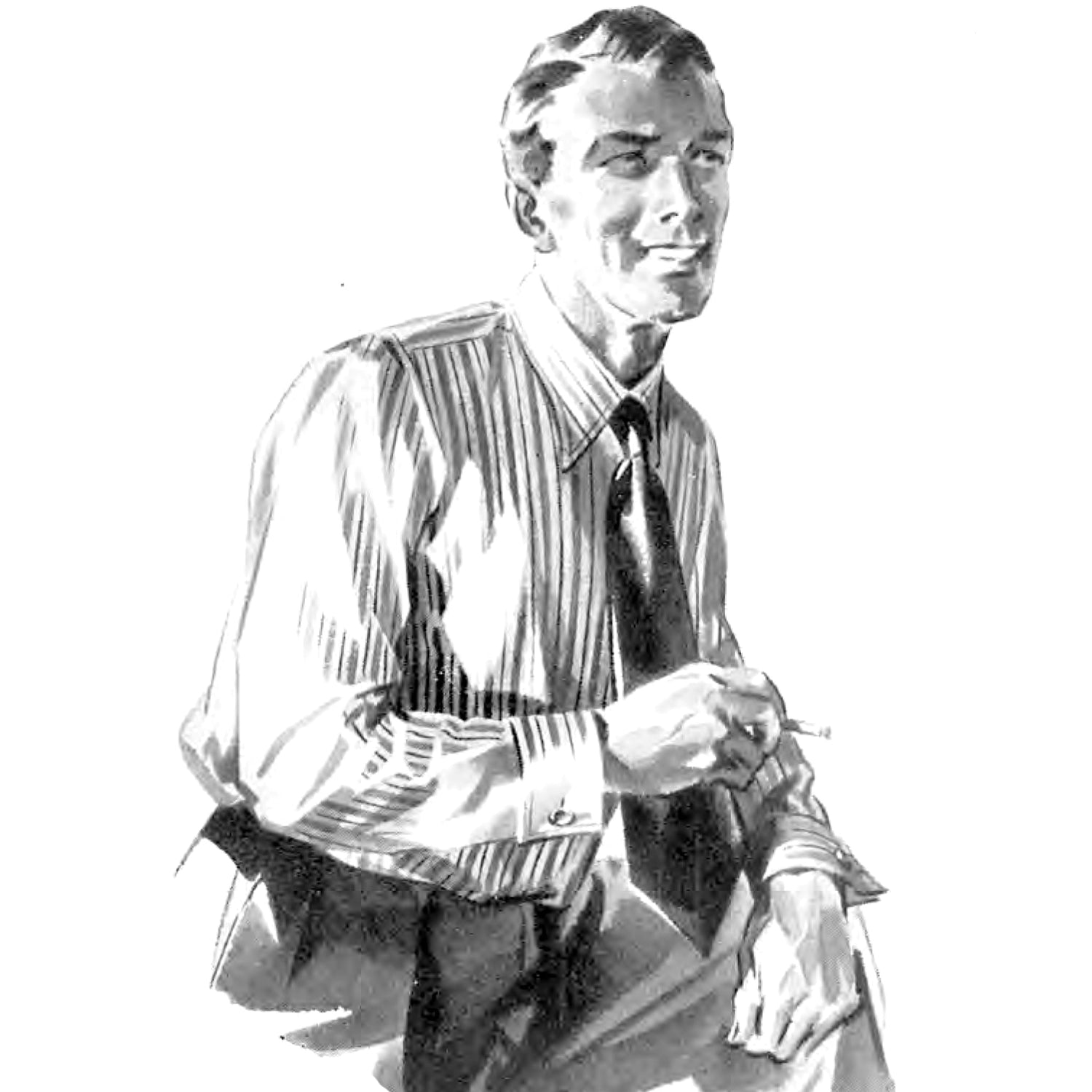Man wearing striped shirt and tie.
