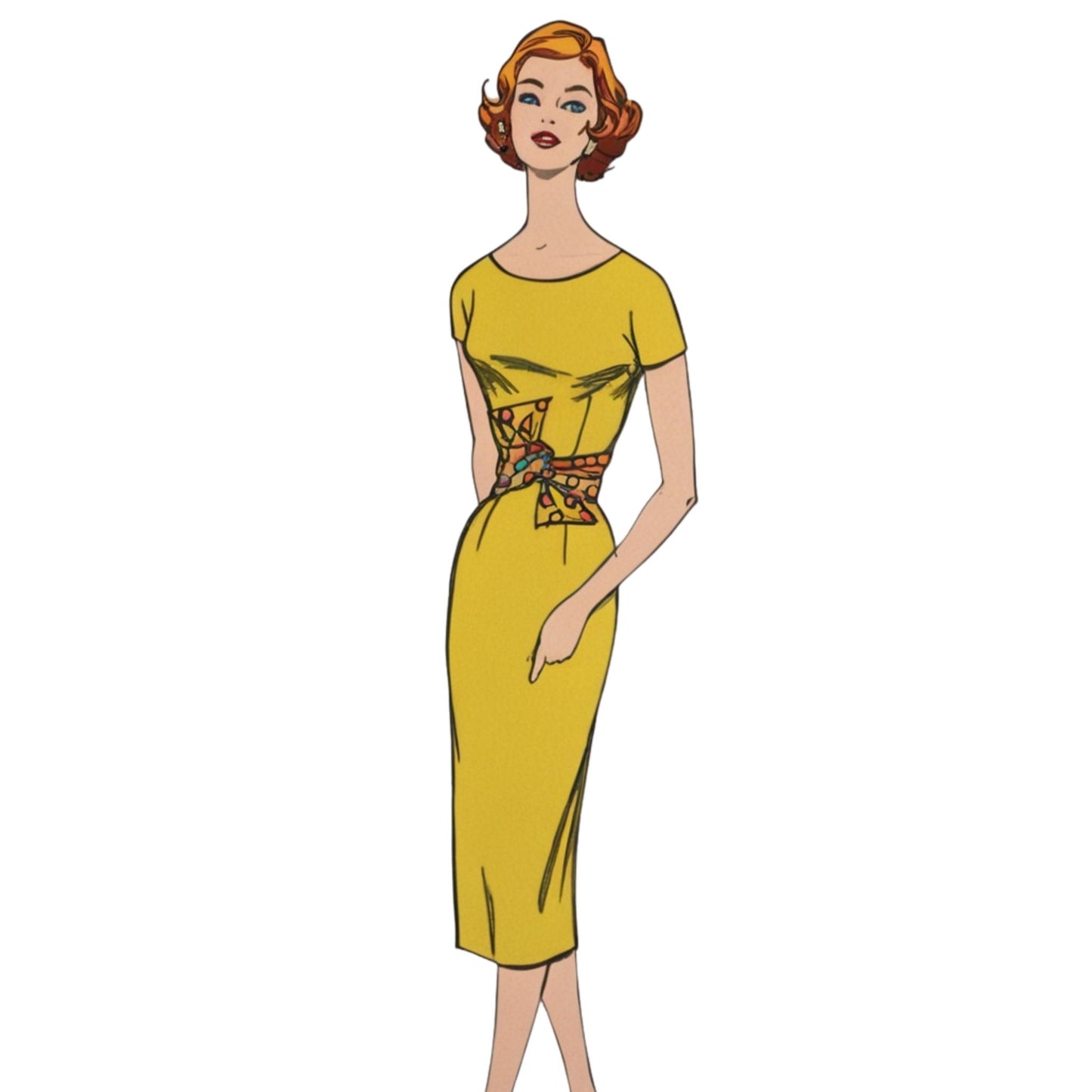 PDF - Rockabilly-kjole med pin-up fra 1950-tallet, 3 stiler - byste 38" (96,5 cm) - Last ned