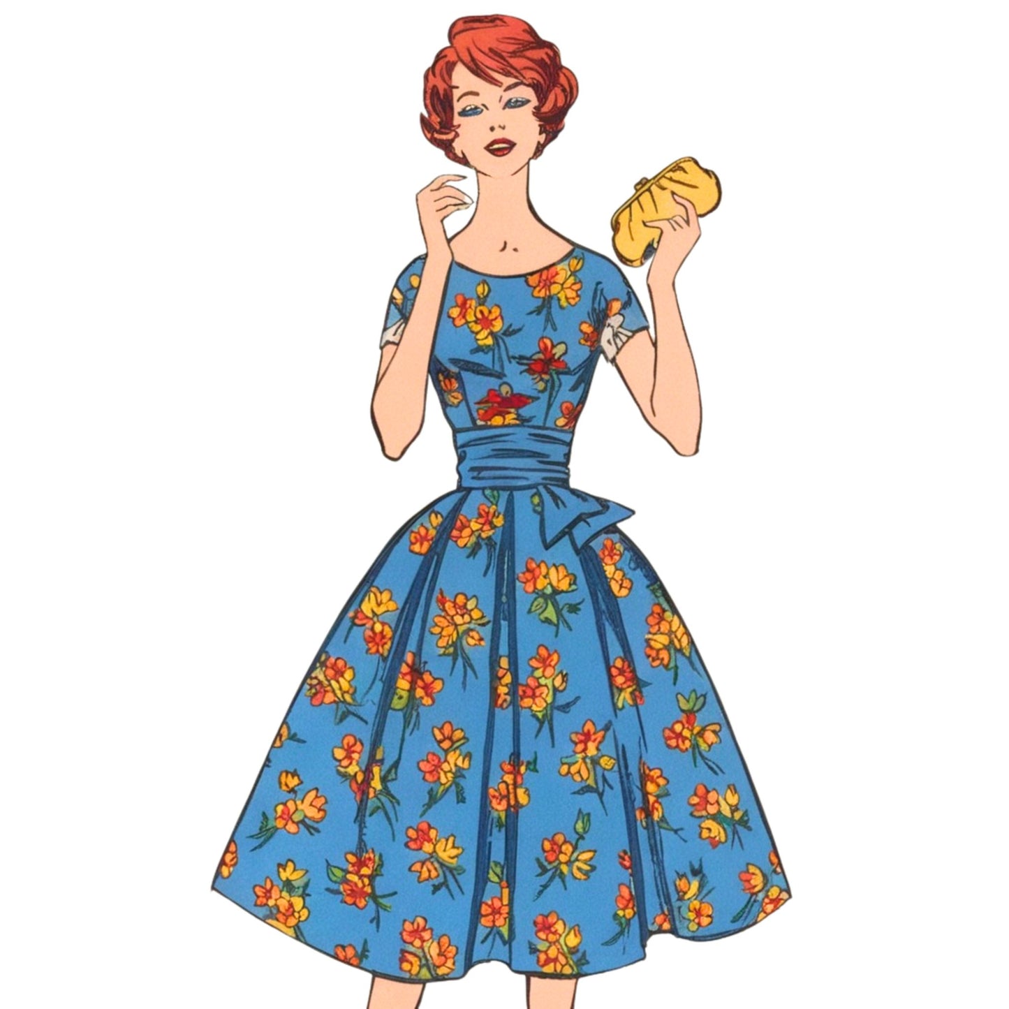 PDF - Rockabilly-kjole med pin-up fra 1950-tallet, 3 stiler - byste 38" (96,5 cm) - Last ned