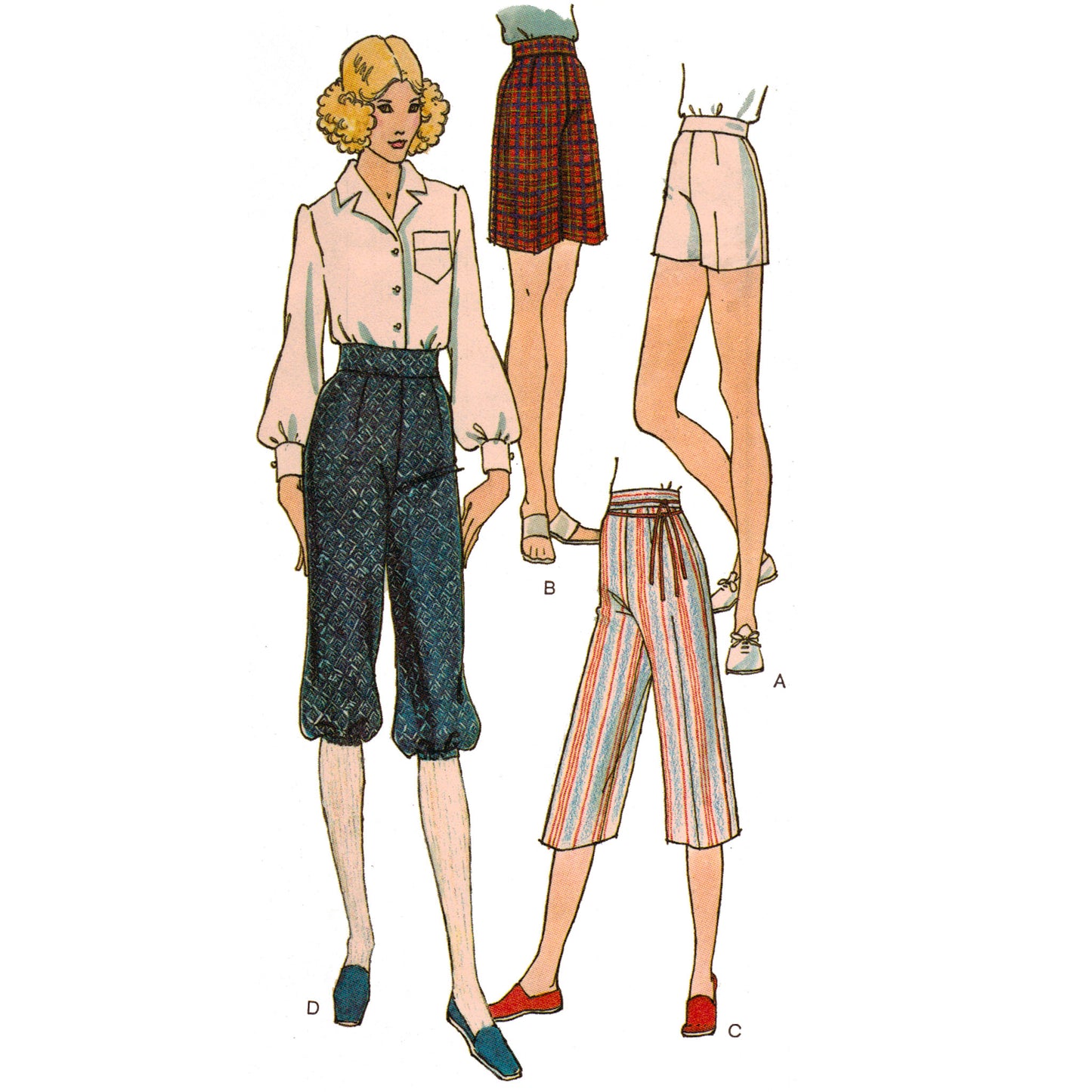 Woman modelling goucho pants  and shorts