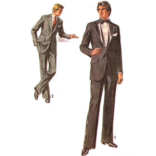 Two men wearing suits on a white background