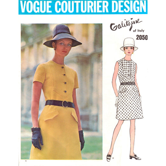 Vogue Couturier Design pattern with two models wearing dresses and hats.