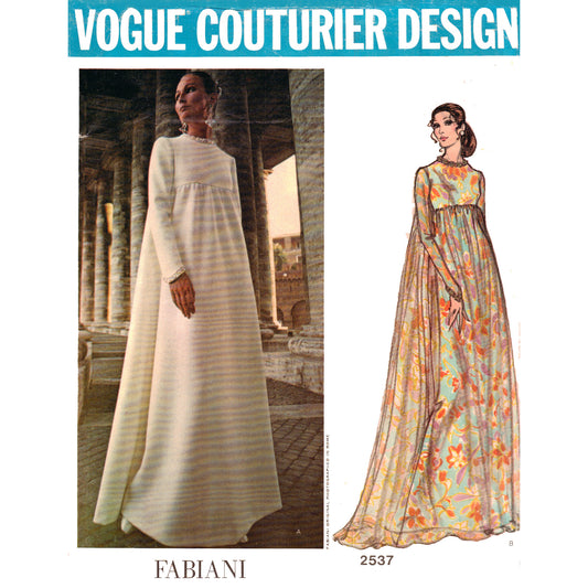 Vogue Couturier Design Fabiani pattern with two long dresses on a white background