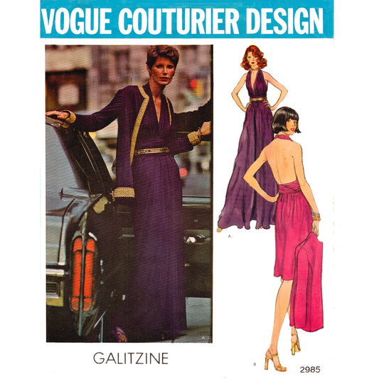 Vogue Couturier Design advertisement featuring a woman in a purple dress and another in a pink dress, with a car in the background.