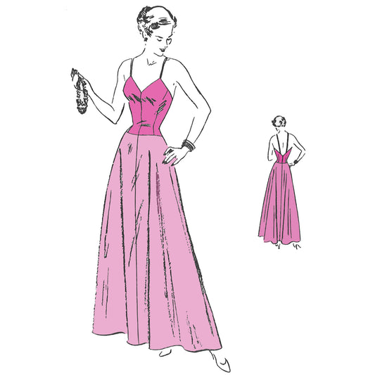 long evening length slip in vintage sewing pattern illustration made from Vogue 6662 pattern