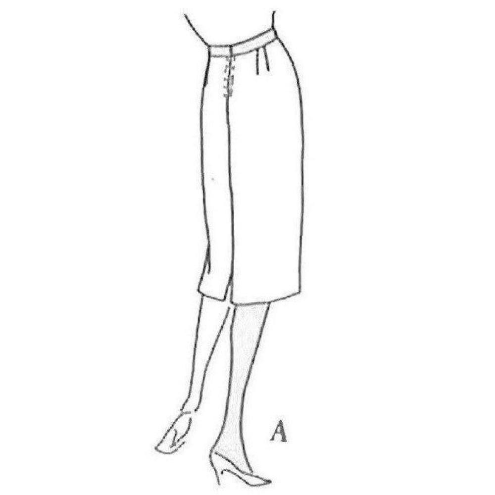 Lined draawing of a pencil skirt sewing pattern