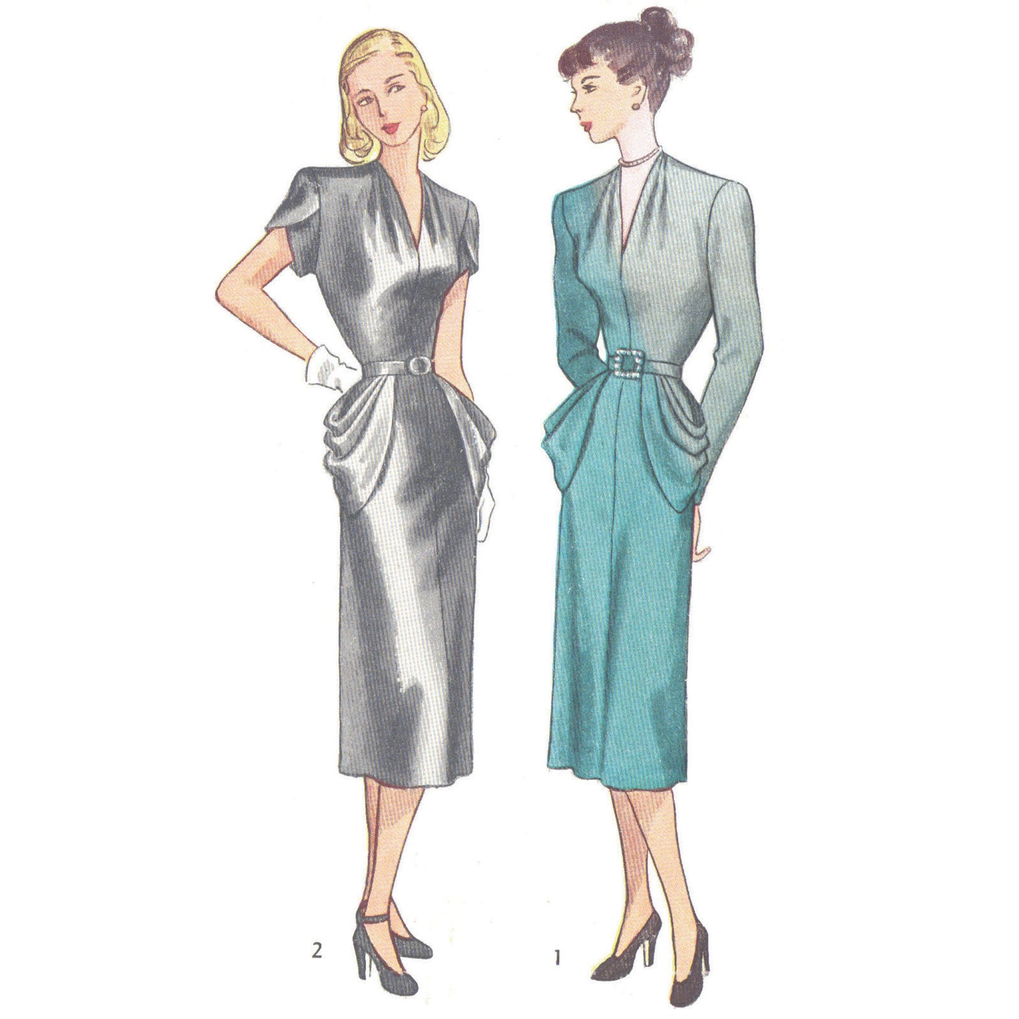 1940s Sewing Pattern, Wrap & Draped Evening Dress - Bust: 36” (91.5cm) –  Vintage Sewing Pattern Company