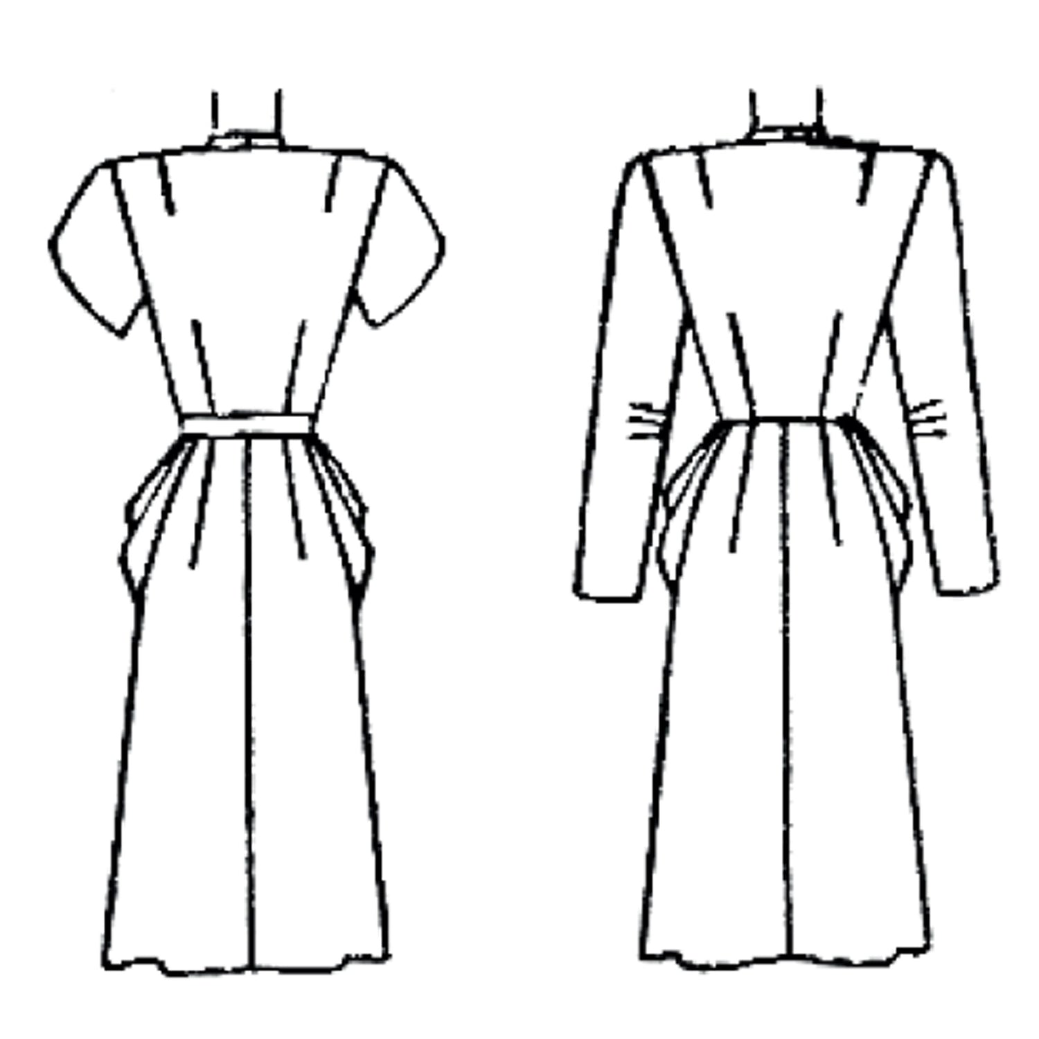 back views of back of dress with long and short sleeves