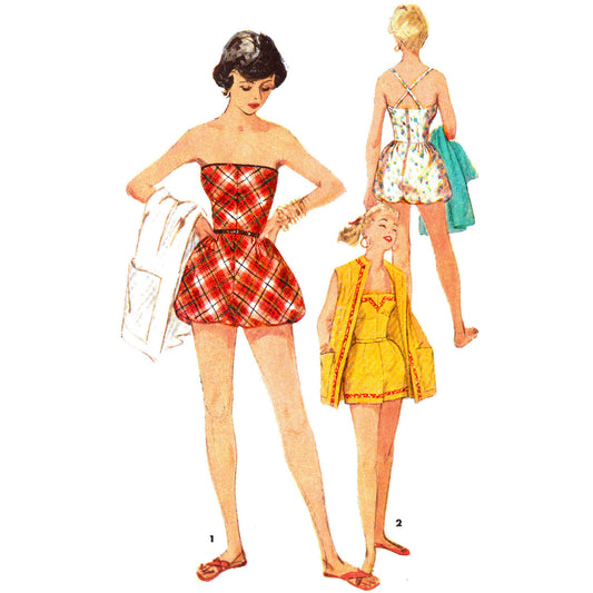 1950s beach dress 1950s Vintage Sewing Pattern B32" BEACH STYLE DRESS, Cover-up (R724) Simplicity 3894