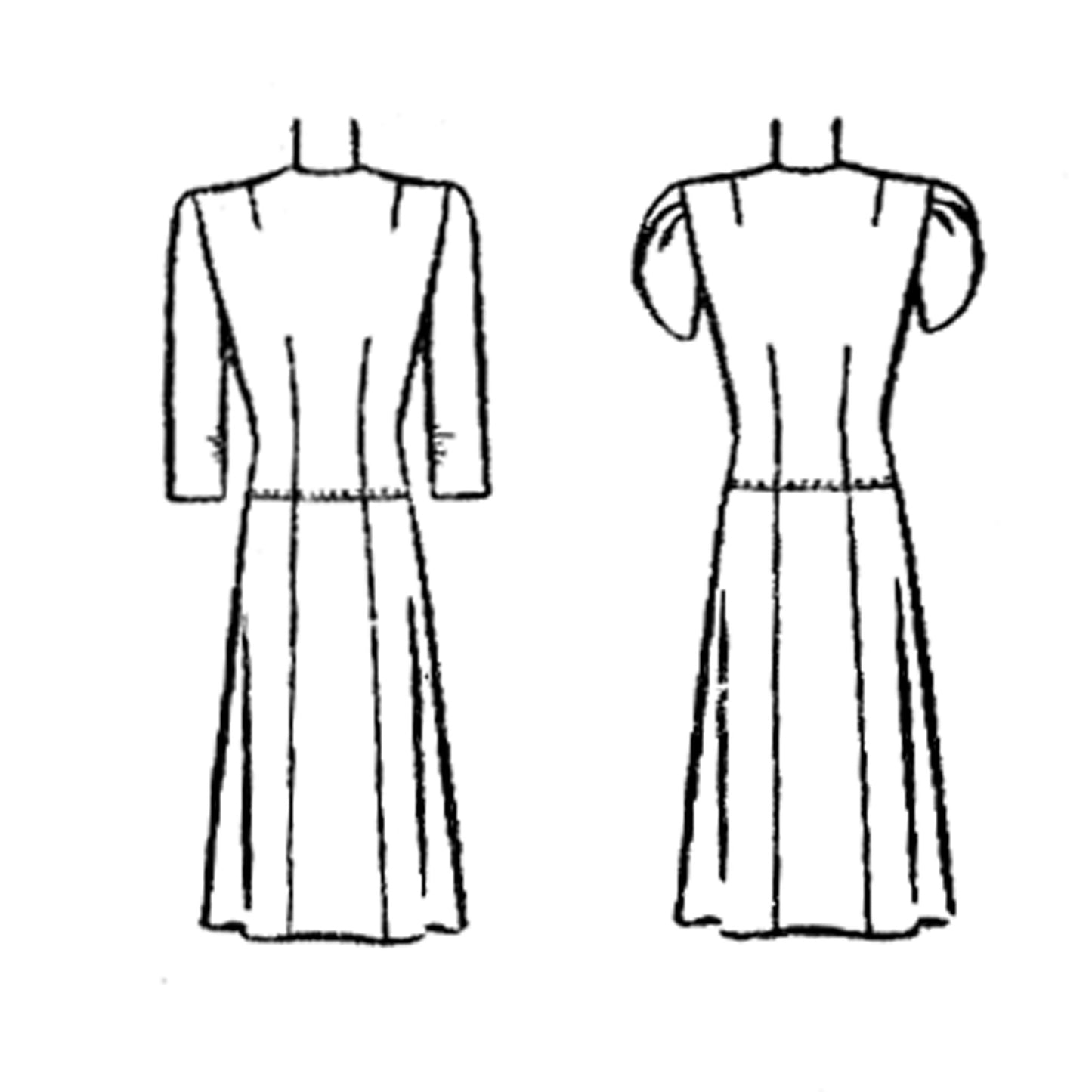 Symønster   fra 1940-tallet, drapert kjole med kranser - byste: 76 cm