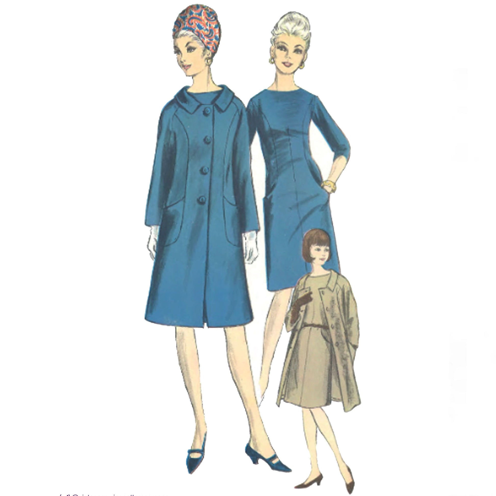 1960s Pattern, Women's 'A Line' Dress & Coat - Bust 36" (91.4cm) Vintage Sewing Pattern Company 1960s Pattern, Women's 'A Line' Dress & Coat - Bust 36" (91.4cm) Vintage Sewing Pattern Company
