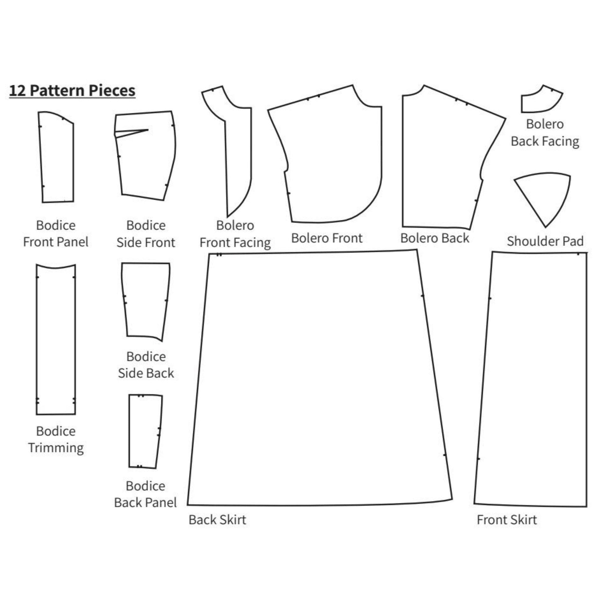 Pattern layout of the Franky Dress Sewing Pattern