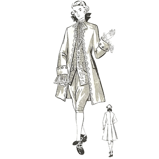 PDF - 1700s Pattern, Men's Coat and Breeches Costume - Multi sizes - Instantly Print at Home - Vintage Sewing Pattern Company