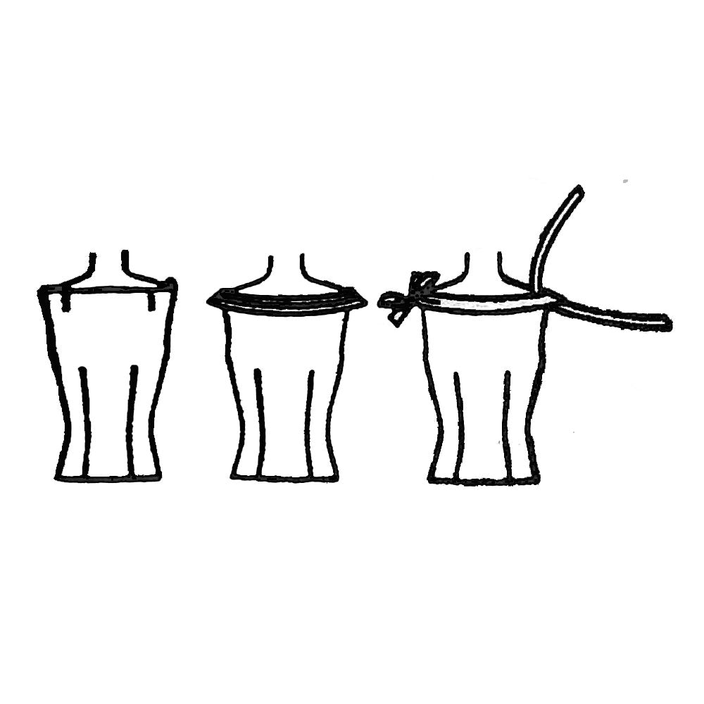 Line drawings of 3 variations of top.