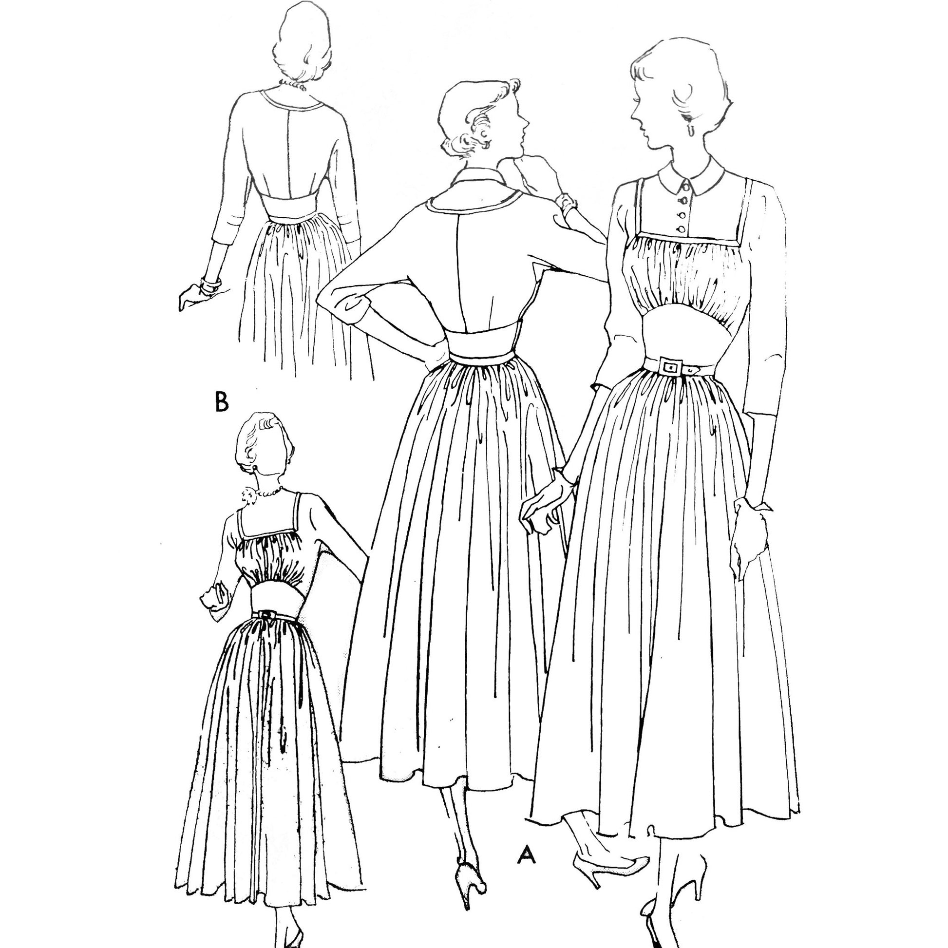 Line drawings of dress