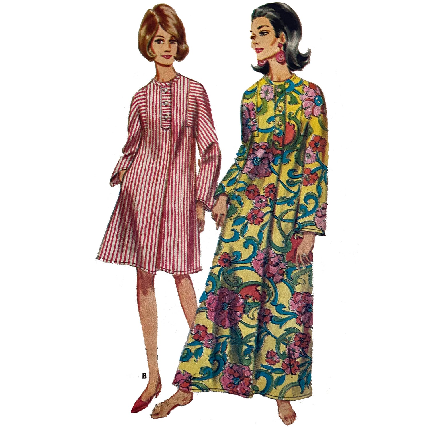 Model wearing dress or caftan made from Butterick 4238 pattern