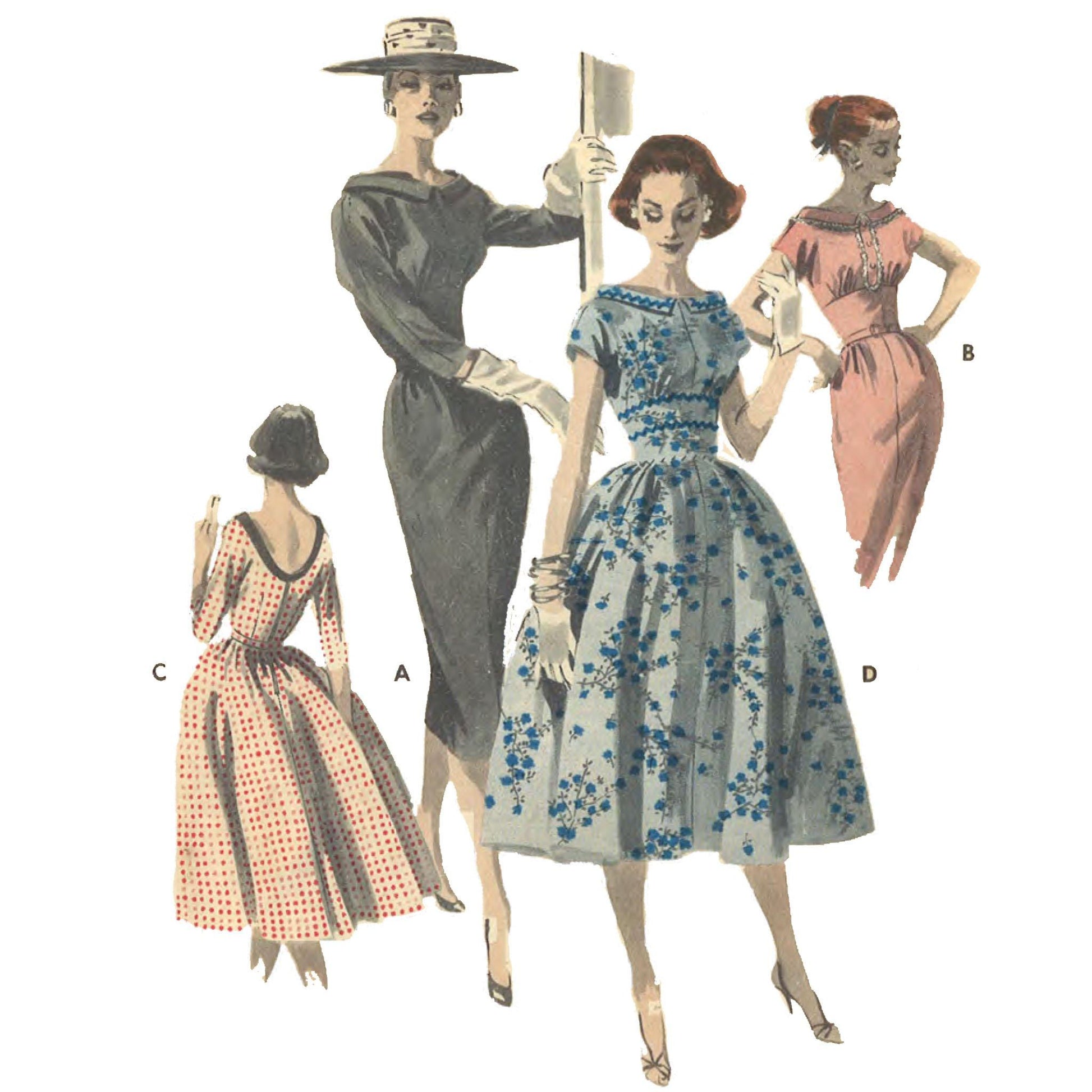1950's Sewing Pattern: Slim Dress & Full Skirted Dress - Bust 32" (81. Vintage Sewing Pattern Company 1950's Sewing Pattern: Slim Dress & Full Skirted Dress - Bust 32" (81. Vintage Sewing Pattern Company