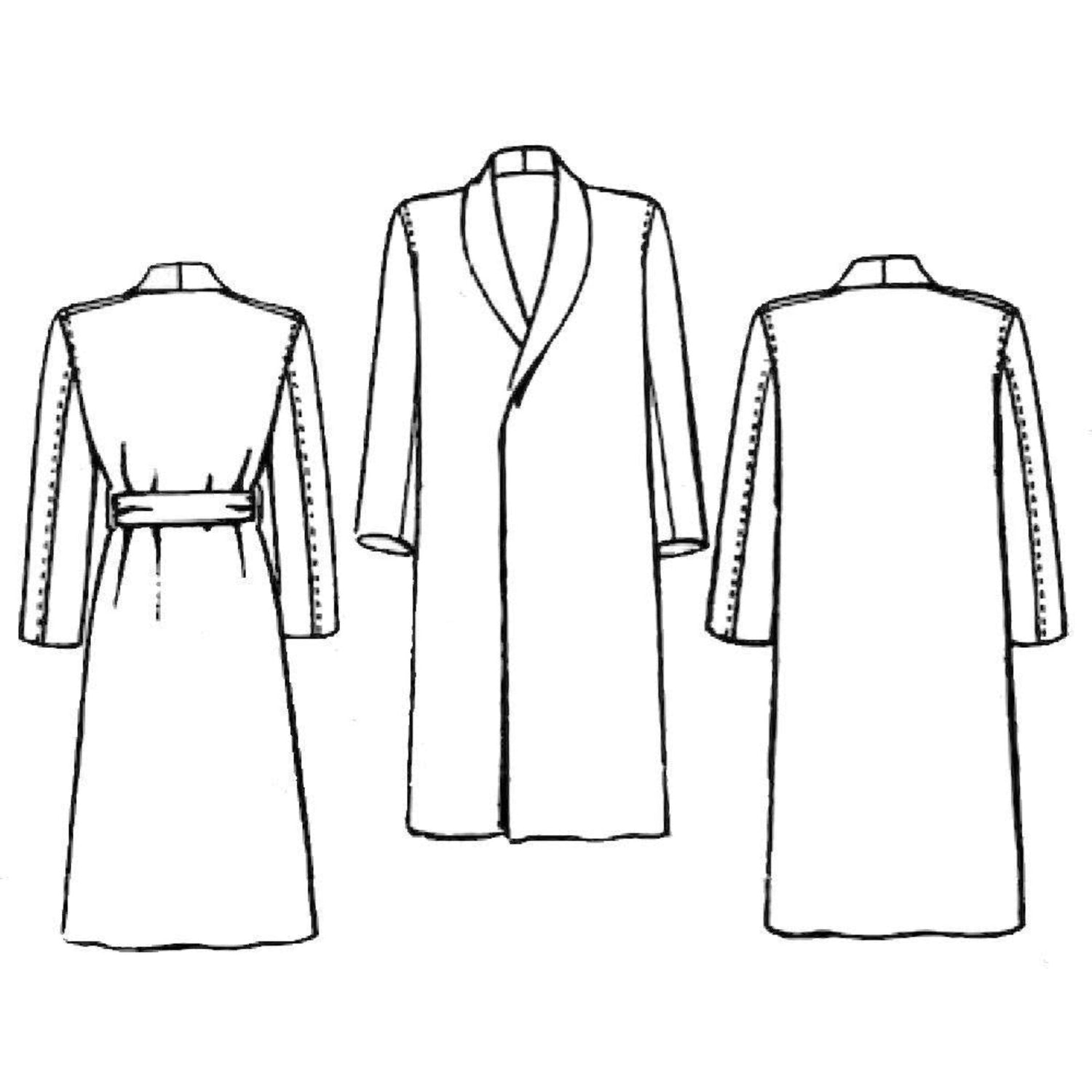Line drawings of dressing gown