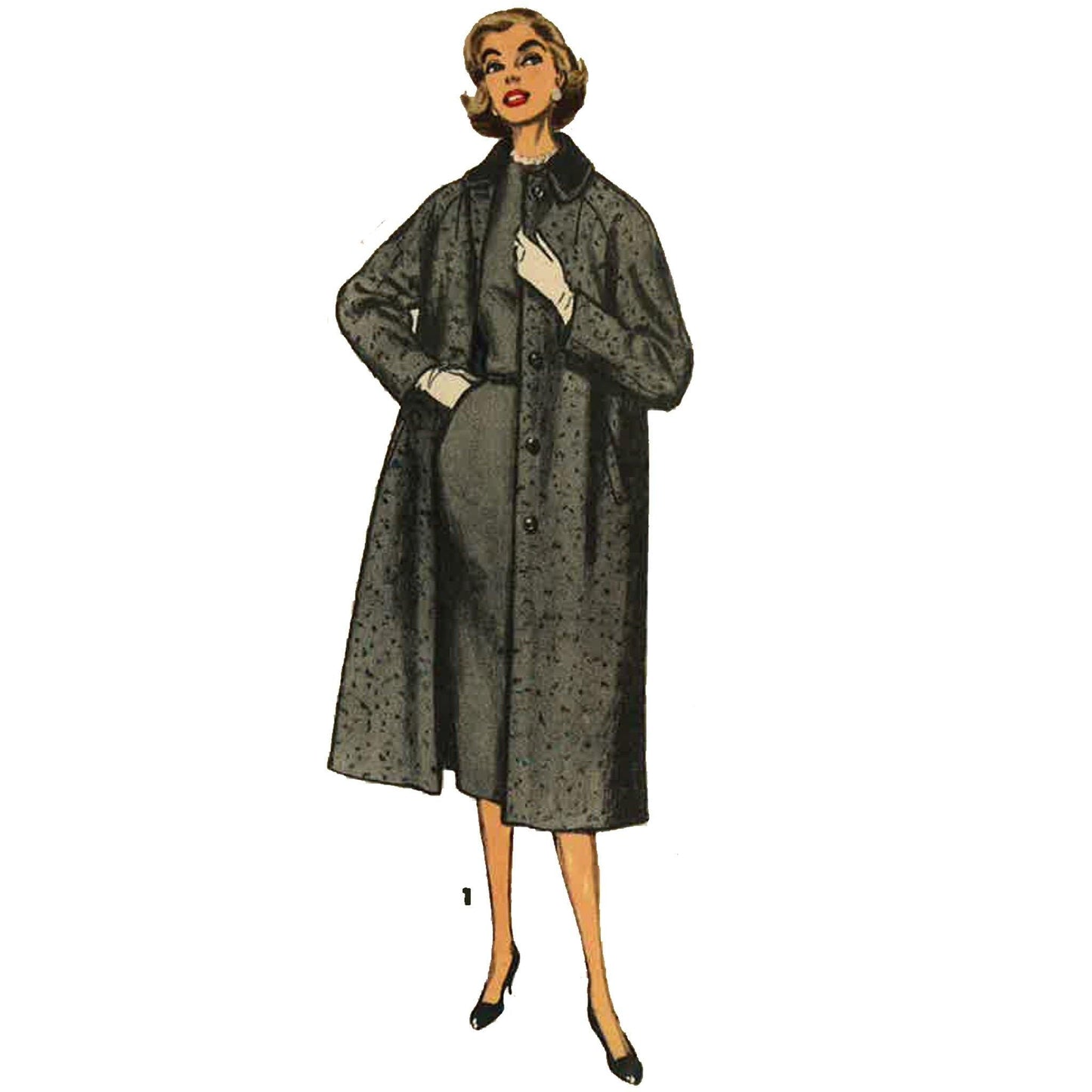 Woman wearing coat with contrasting collar