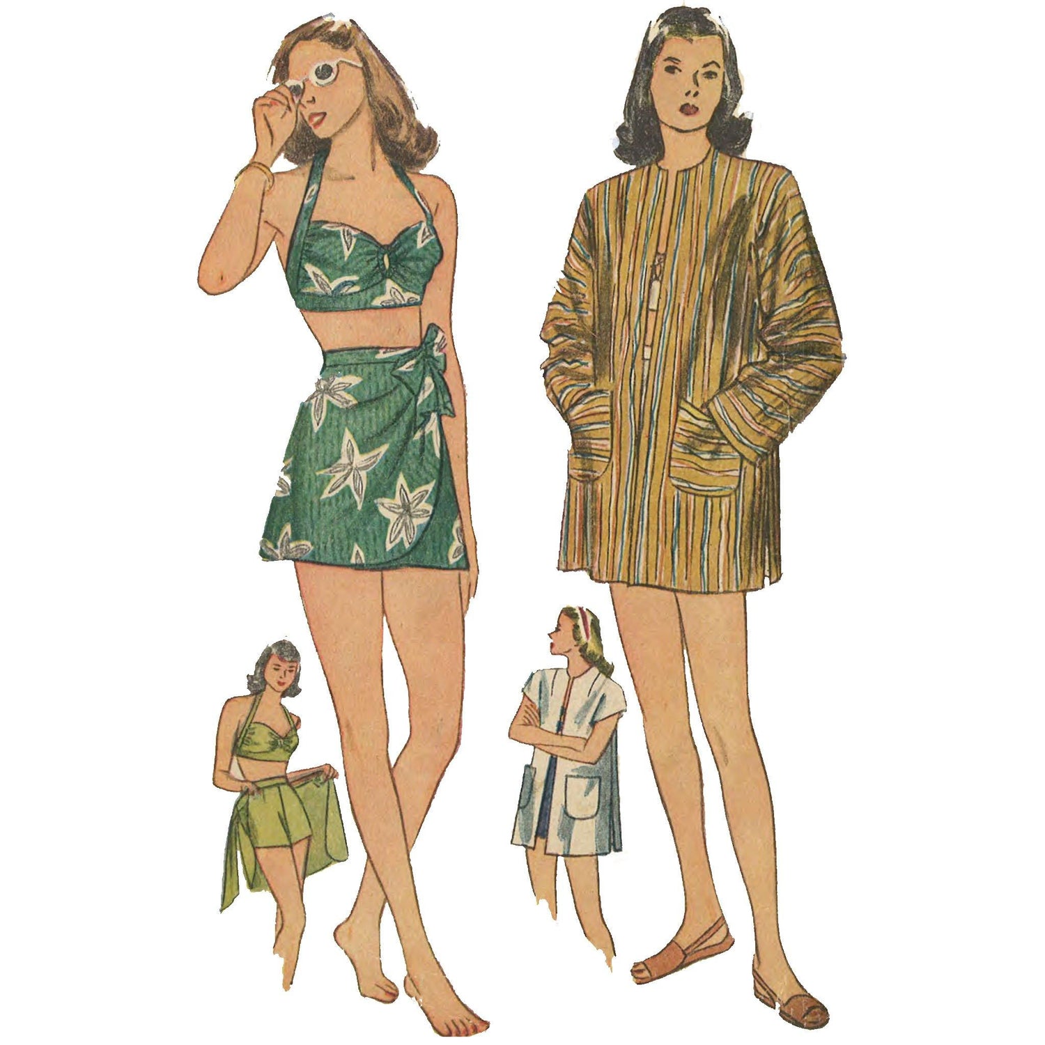 Women wearing sarong and beach coat