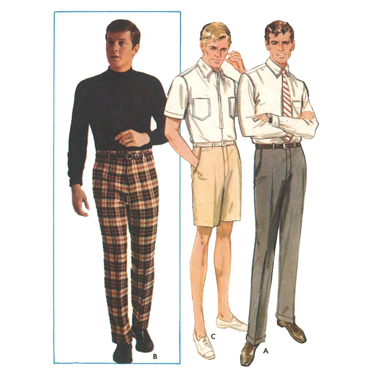 Vintage Brown Check Trouser - Bespoke Style of 60s Mens Fashion